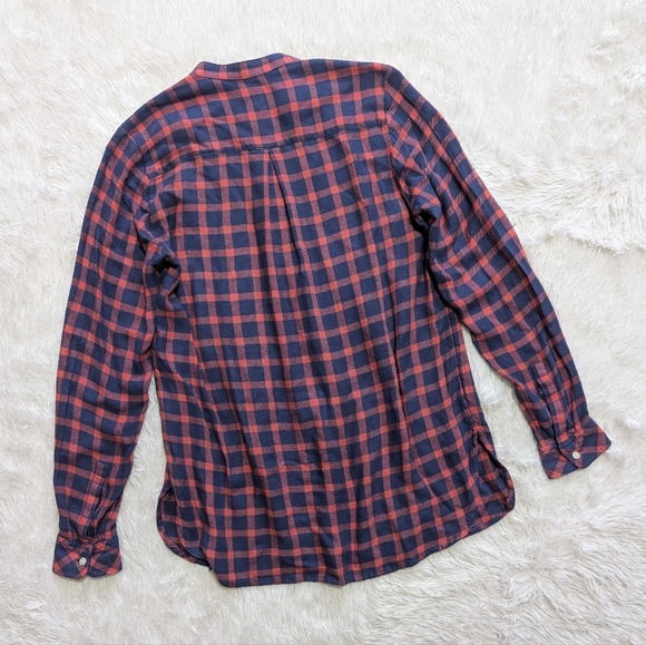 Gap Red & Blue Plaid Pintuck Popover Half Button Top Size XS - Picture 7 of 11